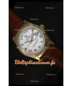 Réplique de montre suisse en or jaune Rolex Day Date 36MM - Cadran blanc