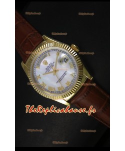 Réplique de montre suisse en or jaune Rolex Day Date 36MM - Cadran MOP blanc