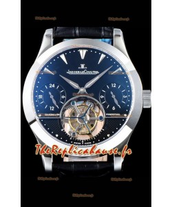 Jaeger LeCoultre Tourbillon perpétuel 904L Boîtier en acier Cadran noir Réplique de montre suisse 