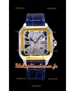Montre squelette Cartier Santos DUMONT à lunette bicolore Réplique de montre suisse