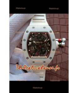 Réplique de la montre Richard Mille RM055 Boîtier Céramique Miroir 1:1 en Or Rose en Bracelet Blanc