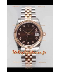 Montre Rolex Datejust 31MM Mouvement Cal.3135 Réplique Suisse Cadran Brun Bracelet Jubilé - Ultimate 904L Acier