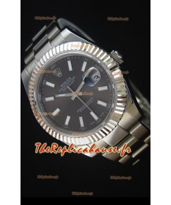 Réplique de montre Rolex Datejust Japanese - Cadran gris en 41MM avec bracelet huitre