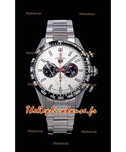 Montre Tag Heuer Carrera Swiss Mouvement à Quartz - Réplique de montre à cadran blanc - Bracelet en acier inoxydable