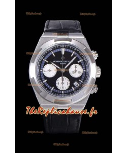 Montre Vacheron Constantin Overseas Chronograph à cadran noir Réplique Suisse - Bracelet en cuir