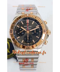 Montre Breitling Chronomat B01 42 Edition Suisse Acier 904L 2 tons Or Rose avec Cadran Gris Miroir 1:1 Réplique