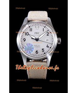 IWC Pilot's MARK XVIII Aviator 1:1 Swiss Watch in 904L Steel Case - Beige Nylon Strap 
