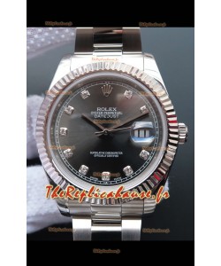 Montre Rolex Datejust 41MM Mouvement Cal.3135 Réplique Suisse en acier 904L Cadran gris perle 