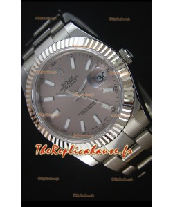 Réplique de montre Rolex Datejust Japanese - Cadran gris en 41MM avec bracelet huitre