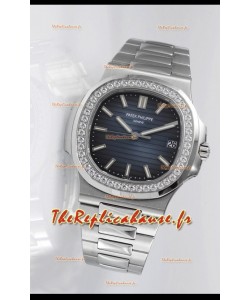 Réplique de la montre Suisse Patek Philippe Nautilus 5711 - Qualité miroir 1:1 avec lunette en diamants